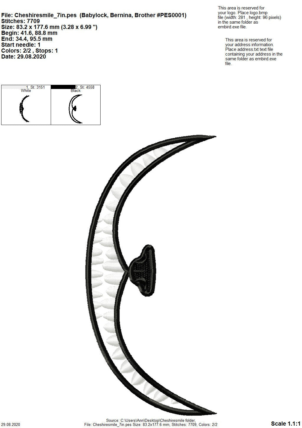 Cheshire Cat smile face mask Cat face machine embroidery designs 3.5,