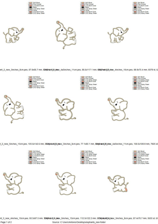 Little Elephant Applique Set of 4