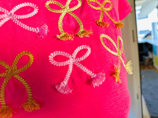 Rope Stitch Bow with Fringed Tassels Set