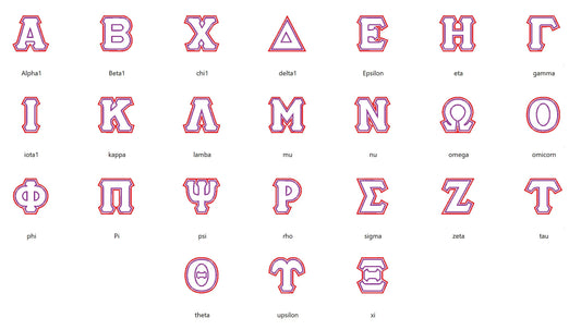 Sororities Greek Font Zig Zag outline Double Applique