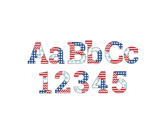 Patchwork Usa Flag Patterned Block Font