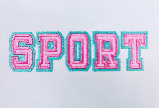 Thin Double Outline Athletic Sport Font Applique