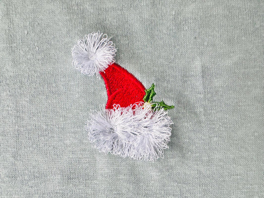 Mini small Santa Hat fringed Christmas machine embroidery designs