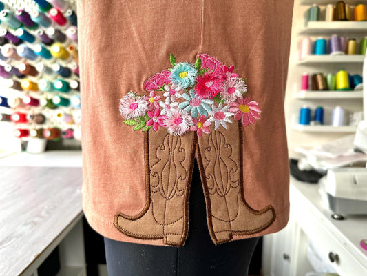 Cowboy Cowgirl Boots and Fringed Flower