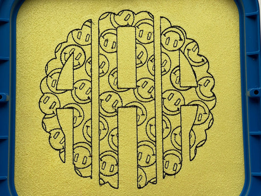 Happy Face Patterned Circle Monogram