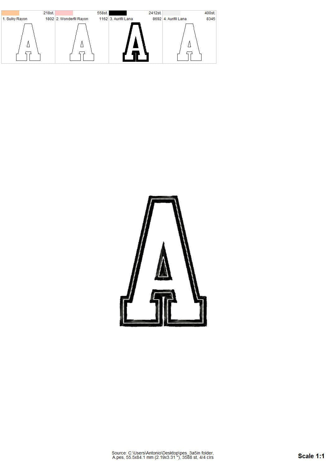Athletic Sport High School Team Font Applique