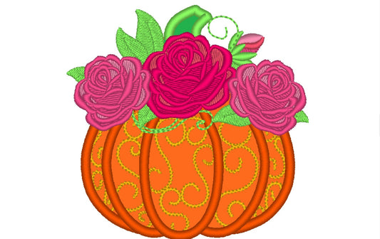 Fall Pumpkin with Shabby Chick Rose Crown