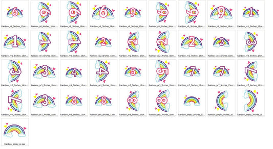 Rainbow in Cloud Birthday Numbers
