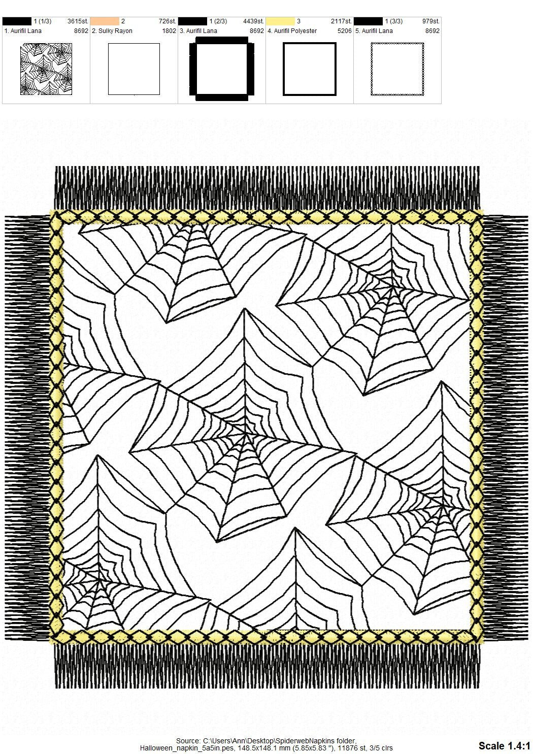 Fringed Halloween Napkin ITH