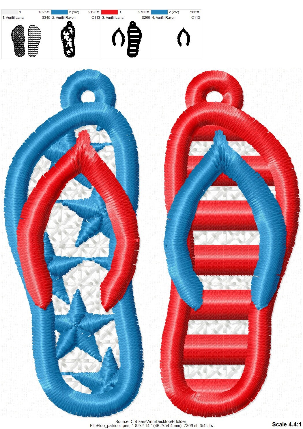 Patriotic Stars and Stripes Flip Flops FSL