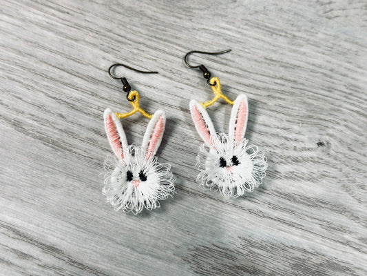 Cute Fringed Easter Bunny Earrings