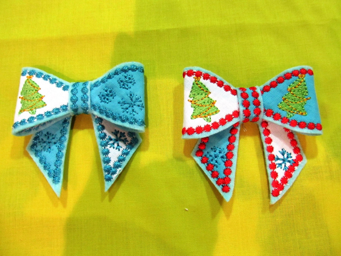Christmas Bows 3D effect In the hoop project machine embroidery ITH