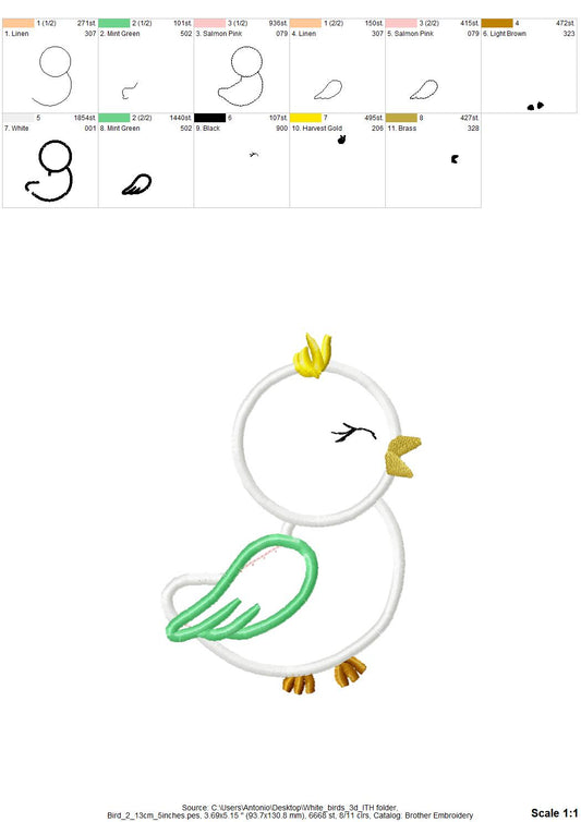 Bird Applique Set of 2 – Instant Download | Artapli