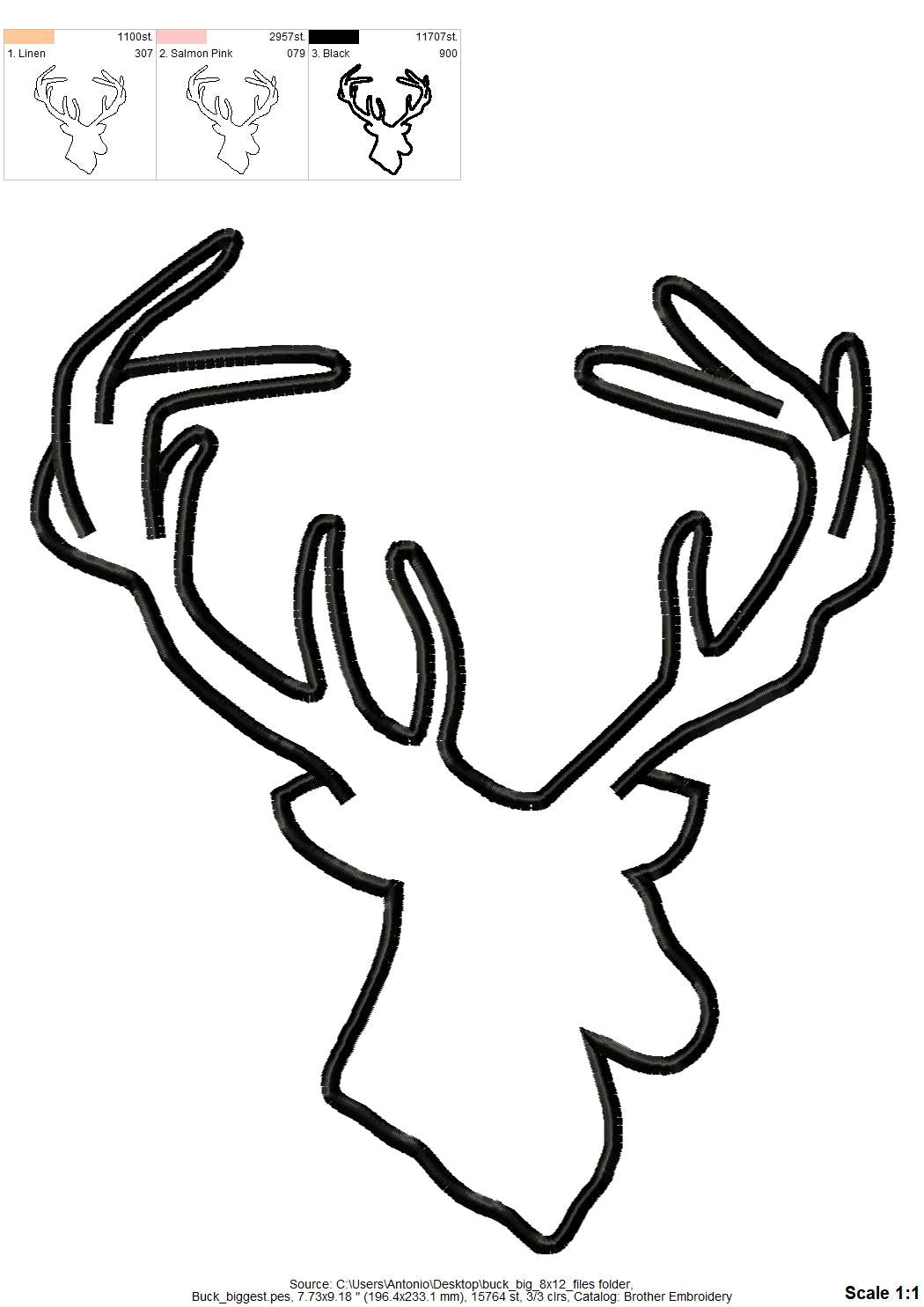 Buck Applique and Fill Stitch