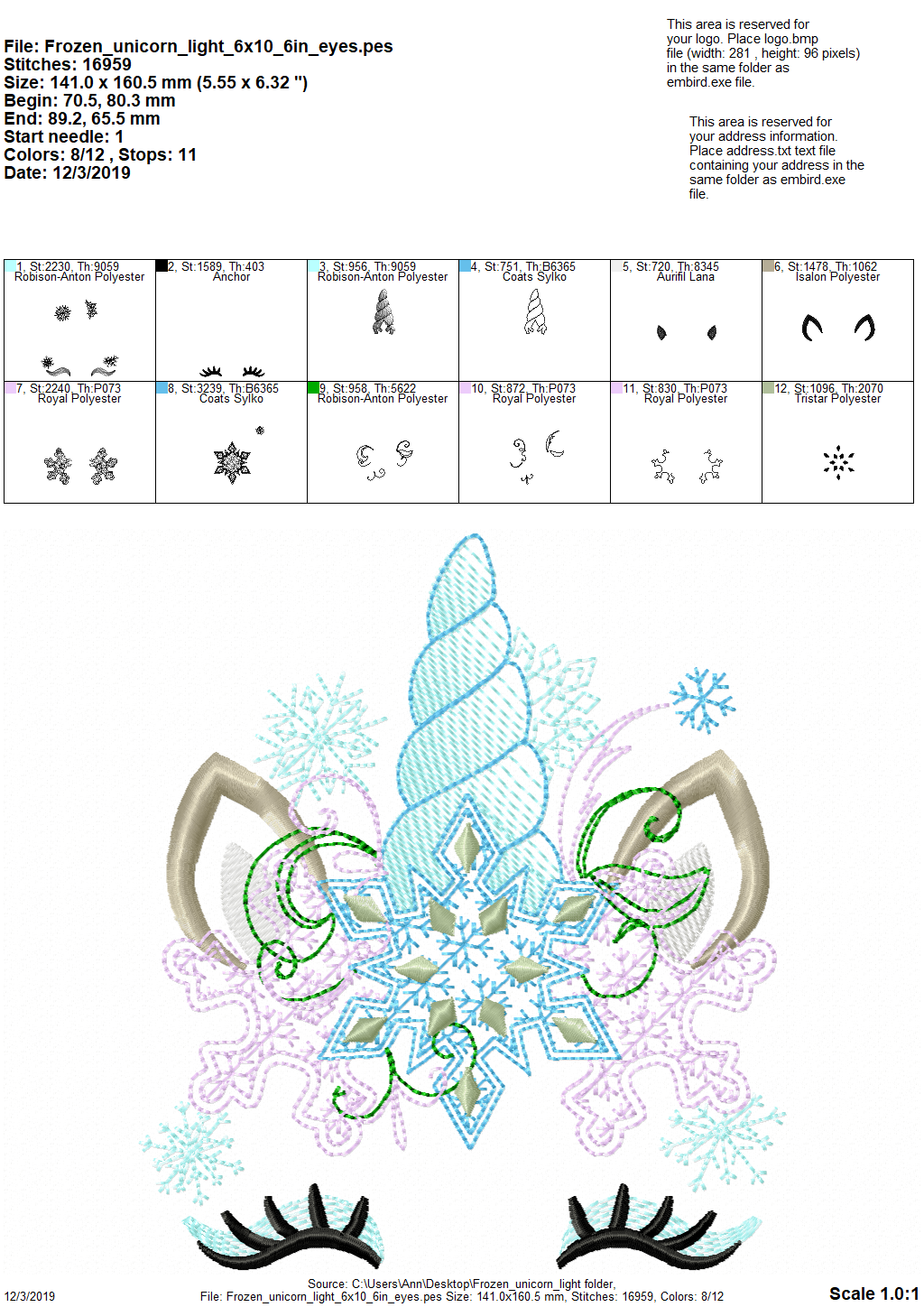 Light Stitch Frozen Snowflake Christmas Unicorn