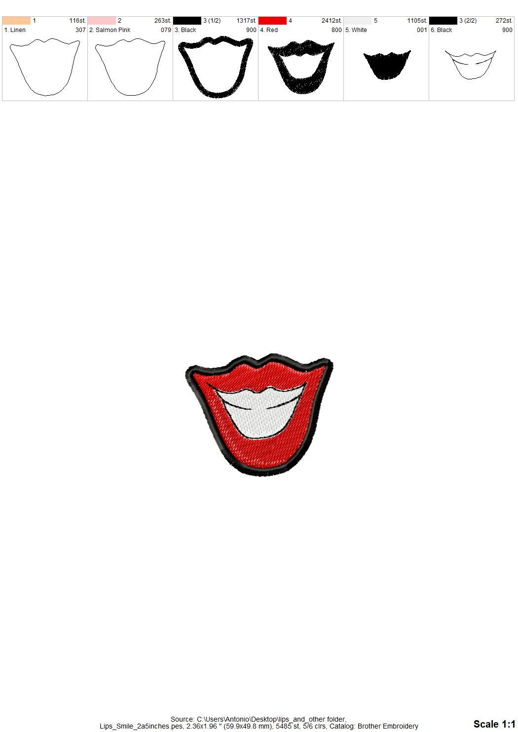 Mouth and Kiss Patch Set of 3