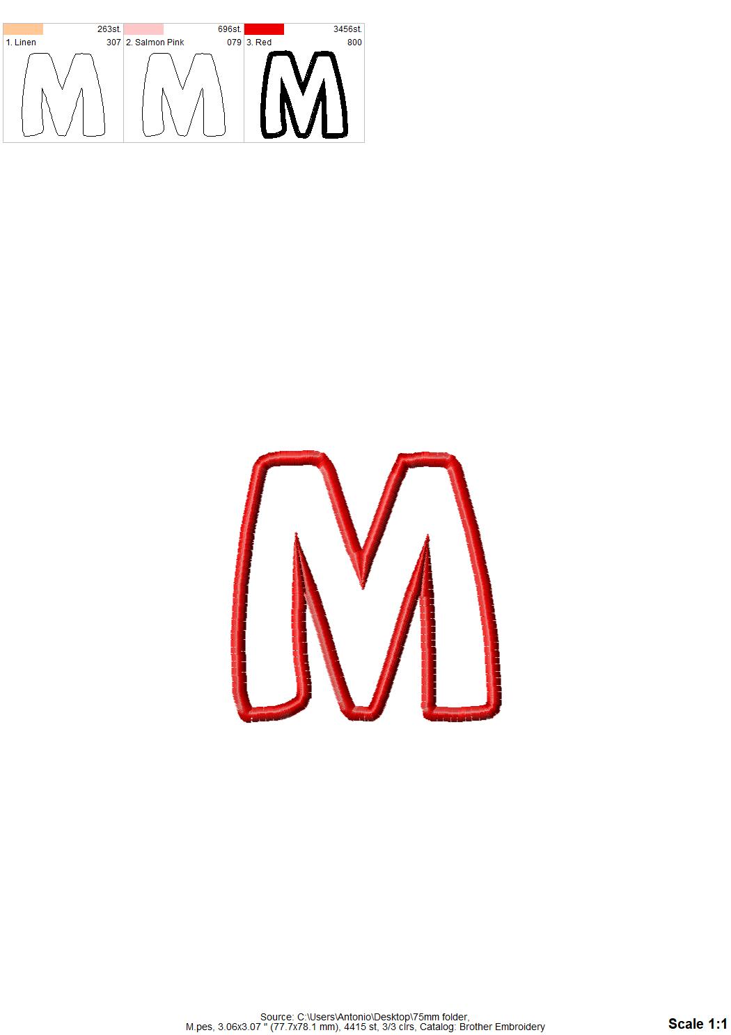 Monogram Applique Font Simon – Alphabet machine embroidery design by Artapli