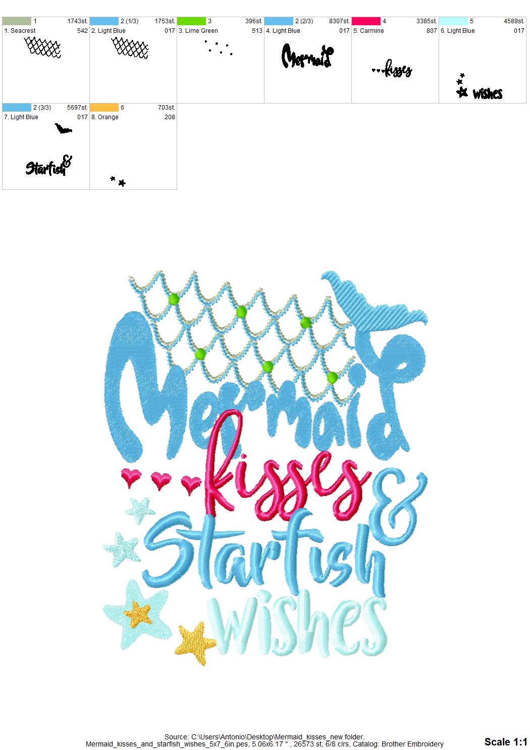 Mermaid Kisses and Starfish Wishes Saying