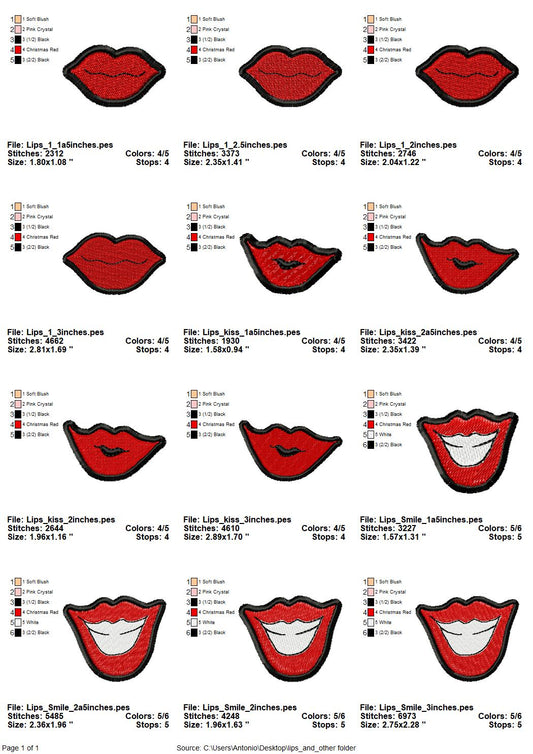 Mouth and Kiss Patch Set of 3