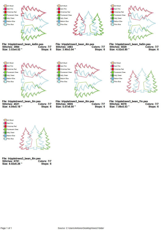 Christmas Tree Trio Woodland Applique