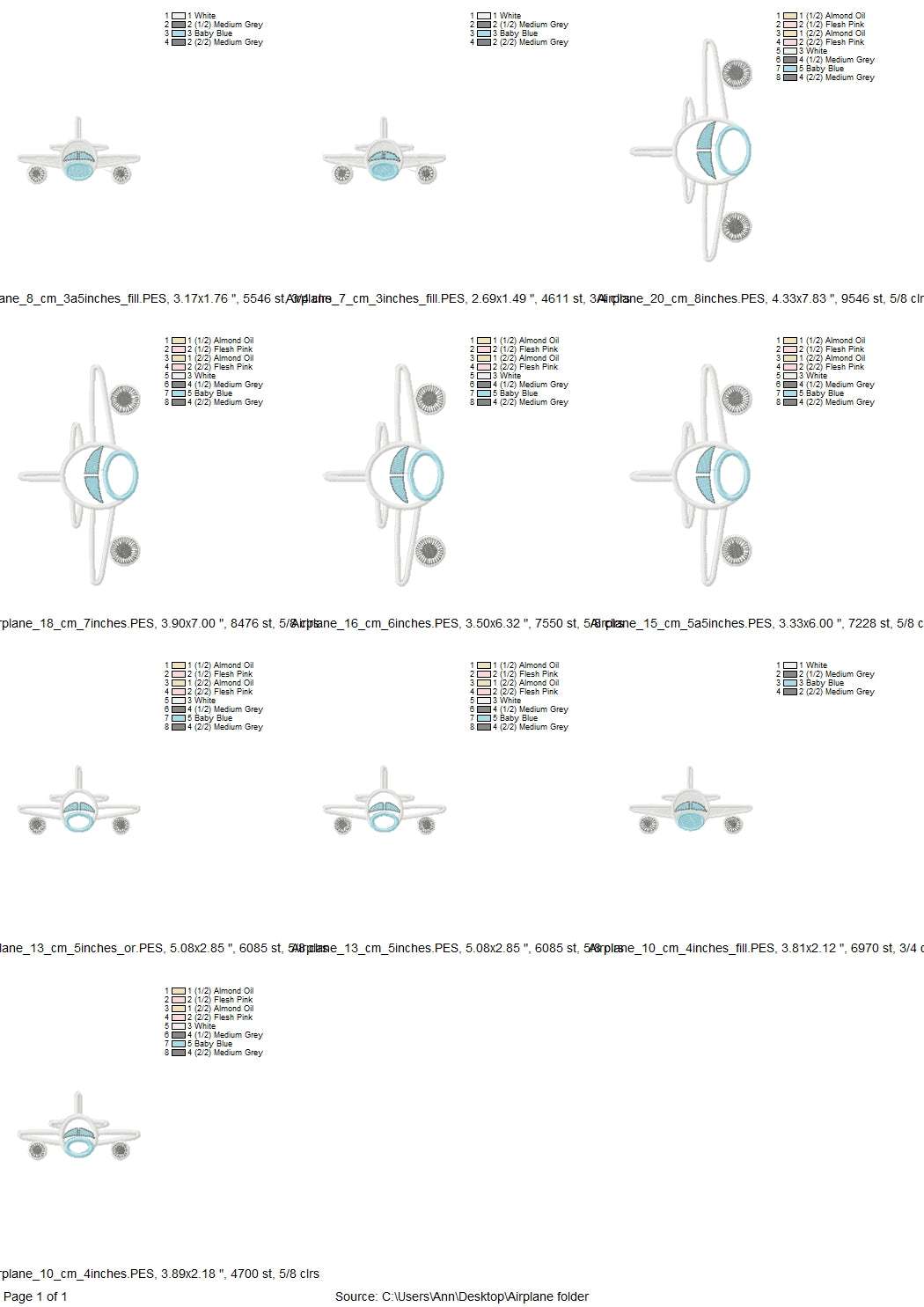 Airplane Applique and Fill Stitch