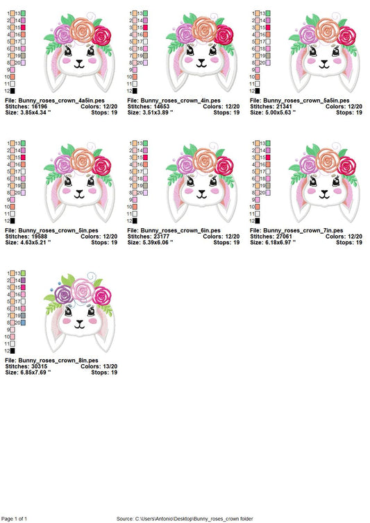 Lovely Bunny with Rose Crown Applique