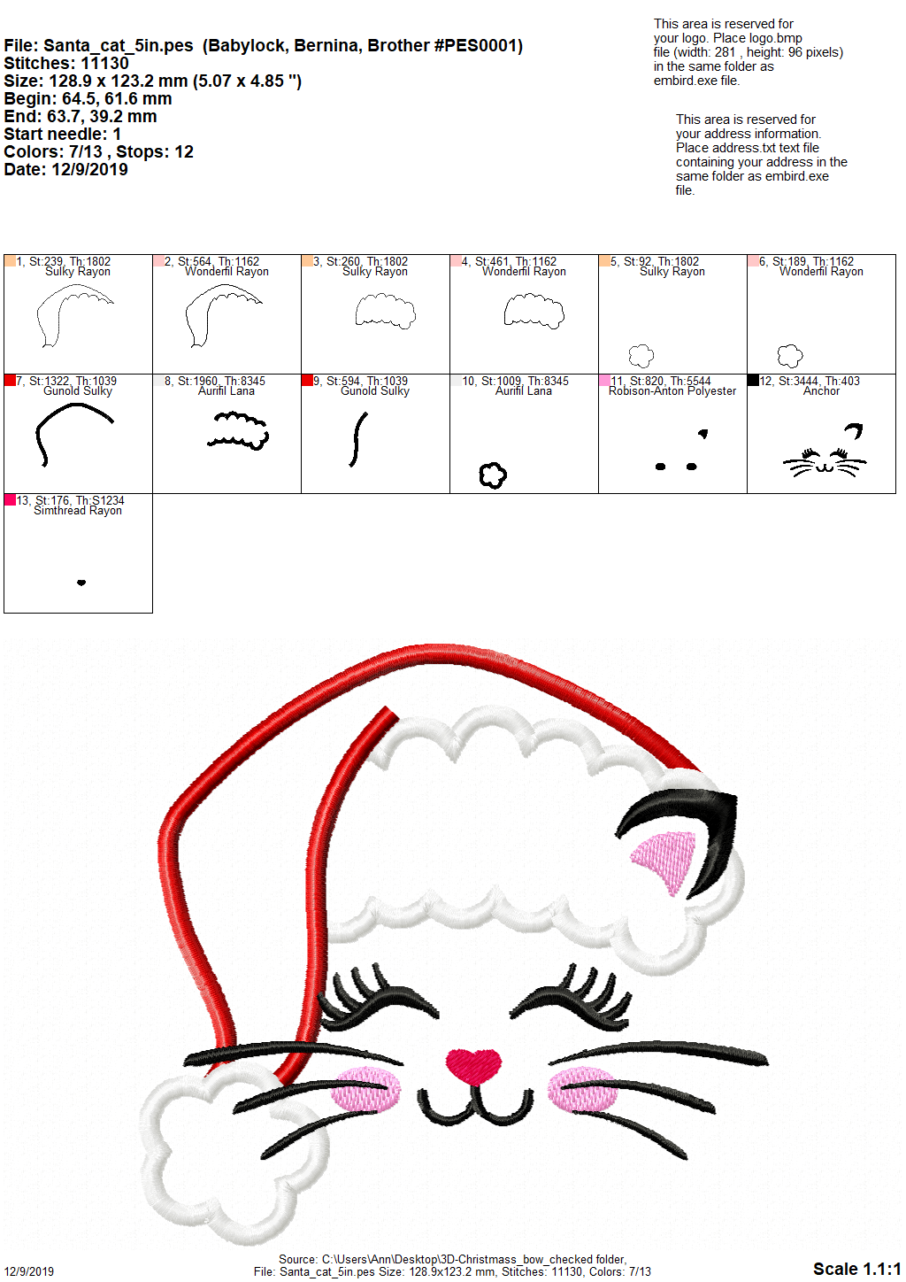 Christmas Kitty Cat with Santa Hat