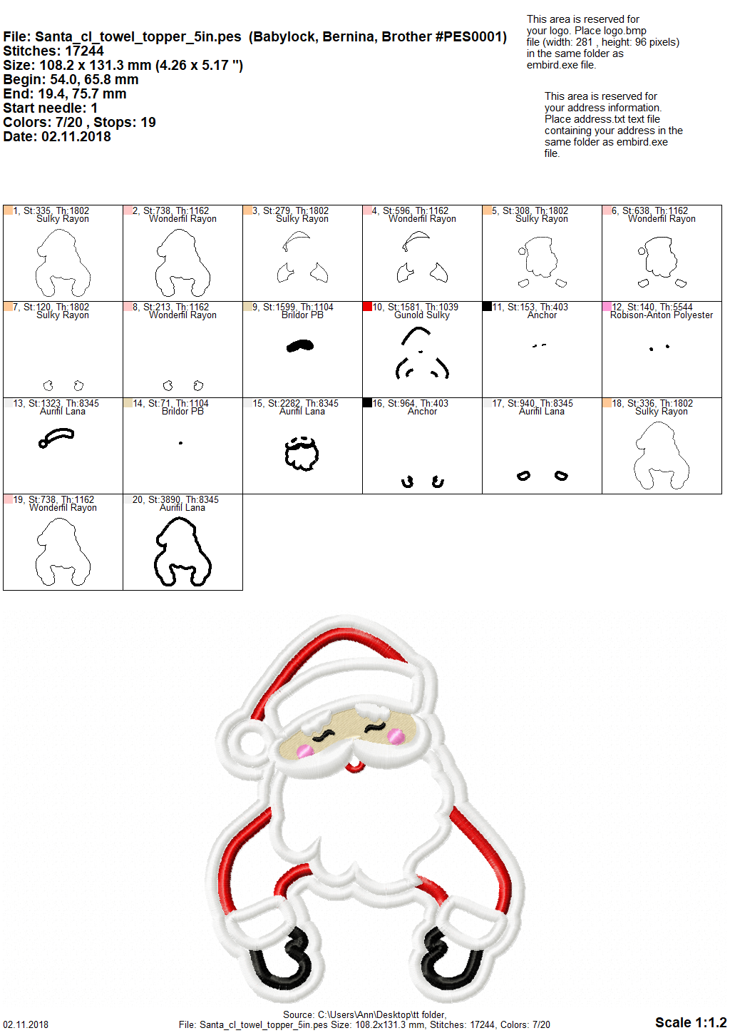 Christmas Santa Towel Hanging Hole