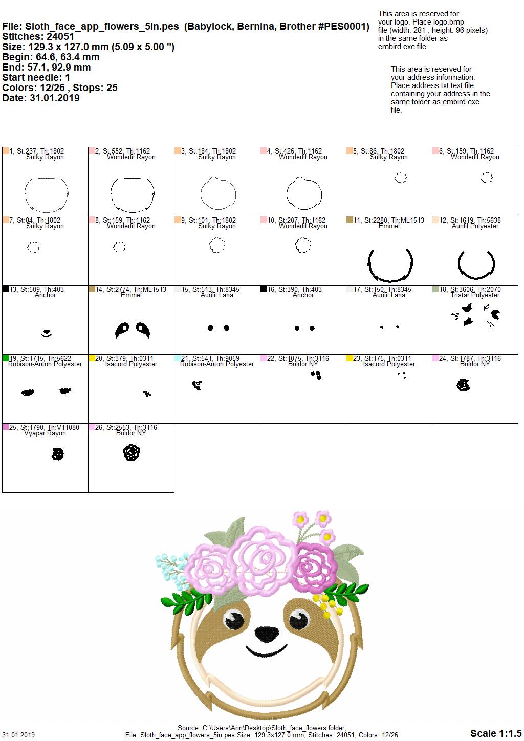 Floral Sloth Pretty Eyes