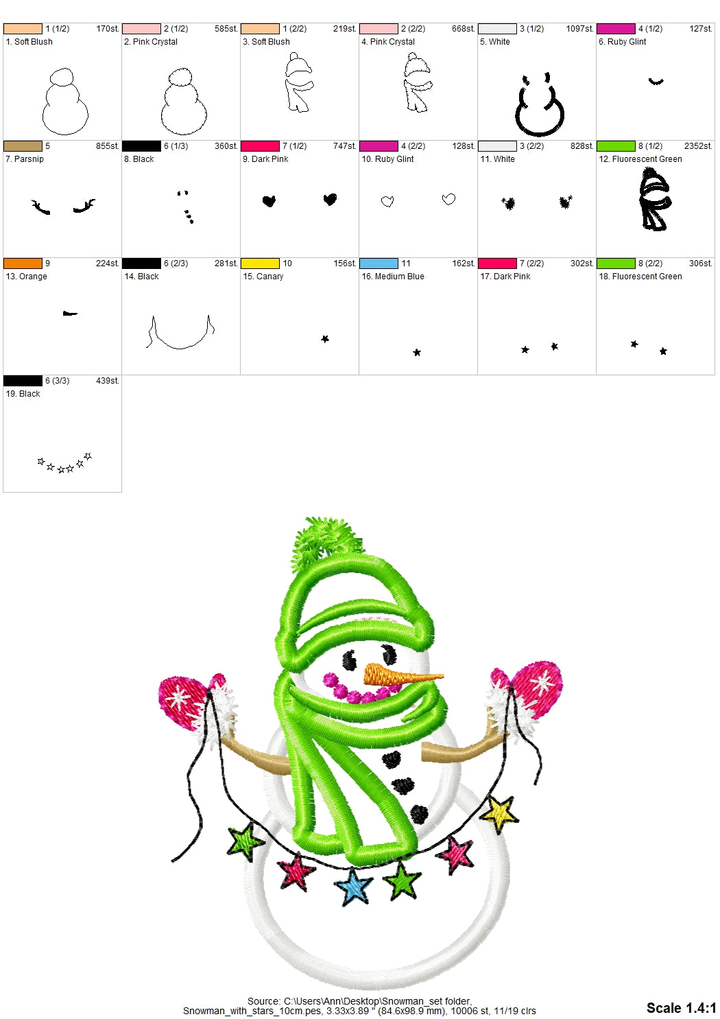 Winter Snowman SET of 11 designs, machine embroidery applique designs