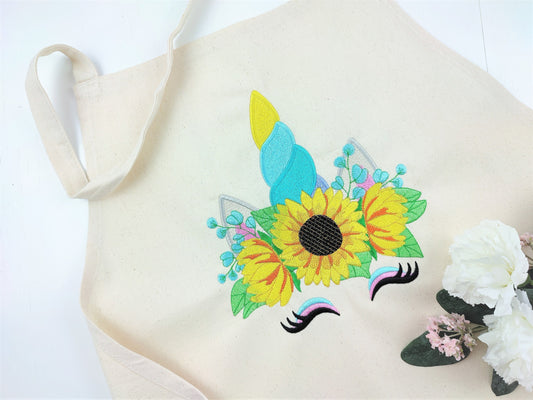 Sunflower Unicorn face, Unicorn head with fall autumn sunflower floral
