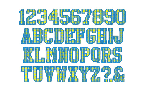 Buffalo Plaid Patterned Varsity Sport Font Applique