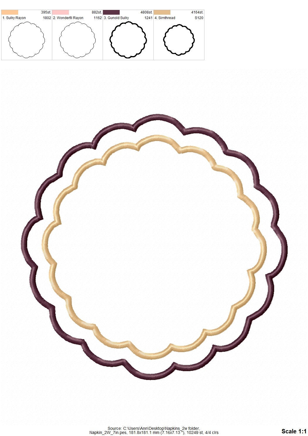 Scalloped Napkin Coaster Doily ITH