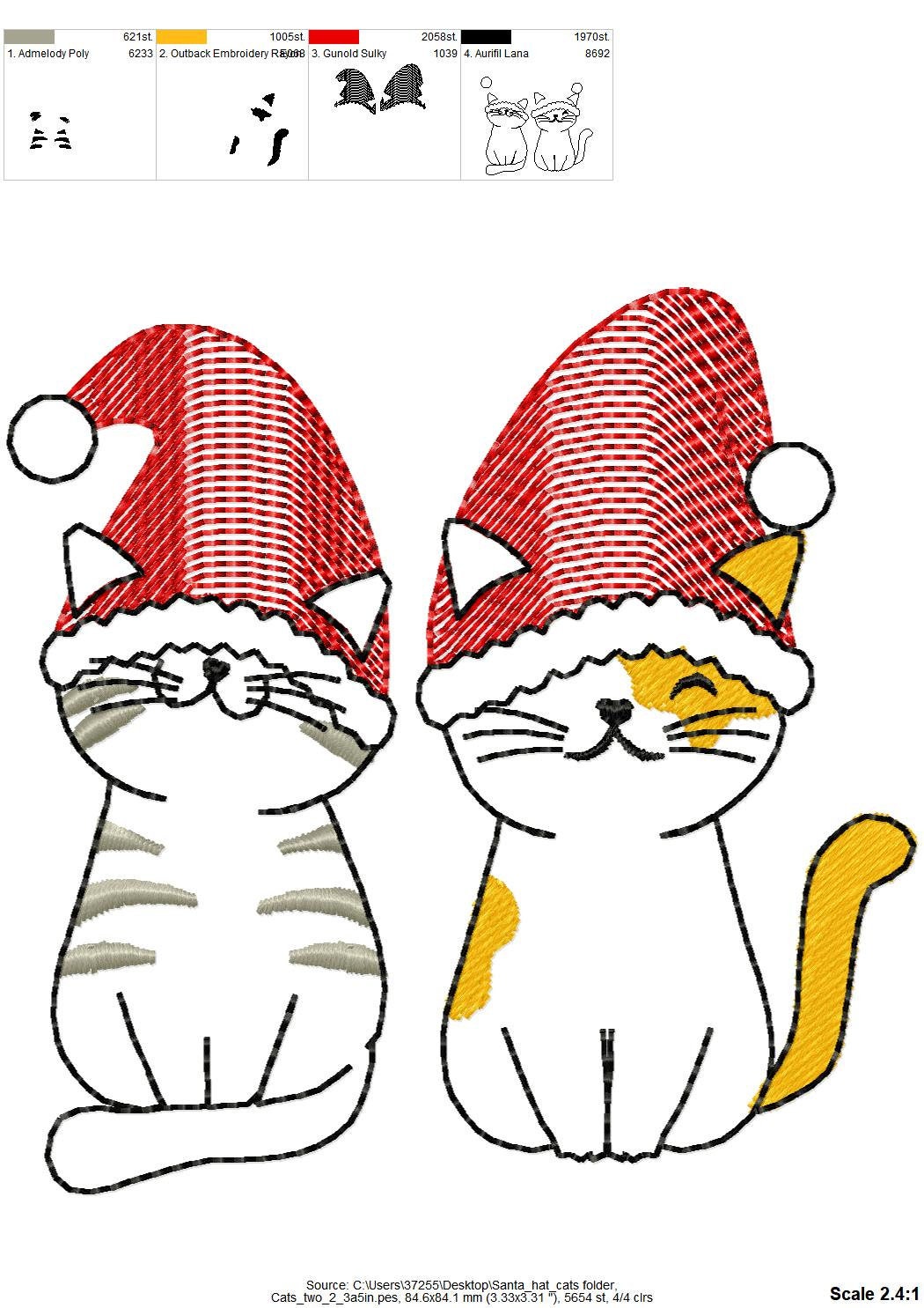 Christmas Cat Santa Hat 4 in a row