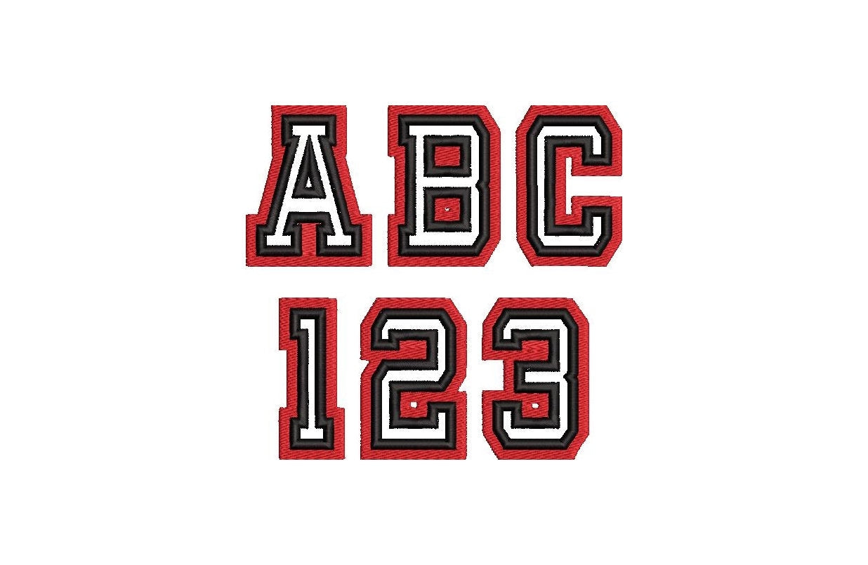 Thin Double Outline Athletic Sport Font Applique