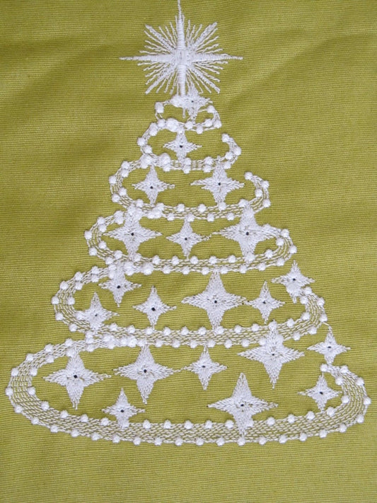 Sparkling and glowing Christmas tree, swirl and curl glow in the dark