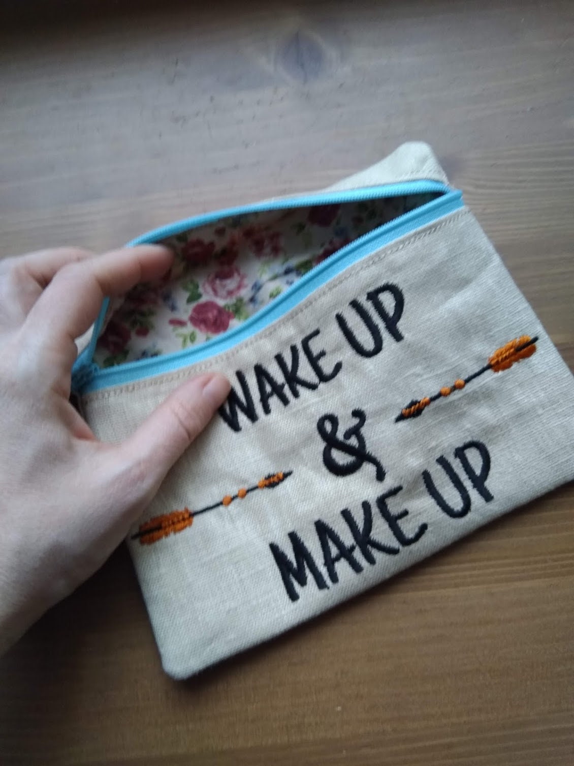 Wake Up And Make Up Cosmetic Zip Bag