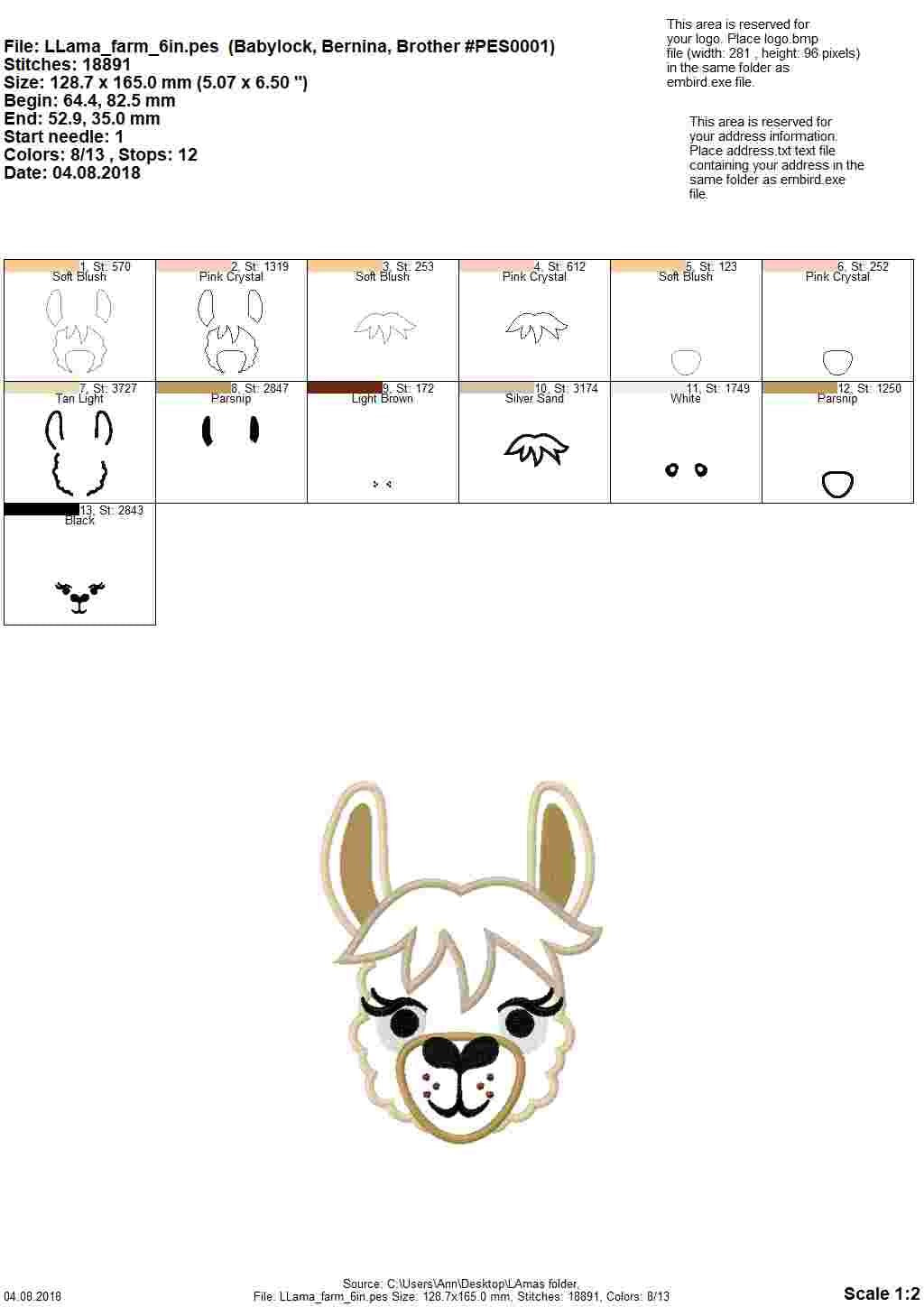 Llama Face Applique