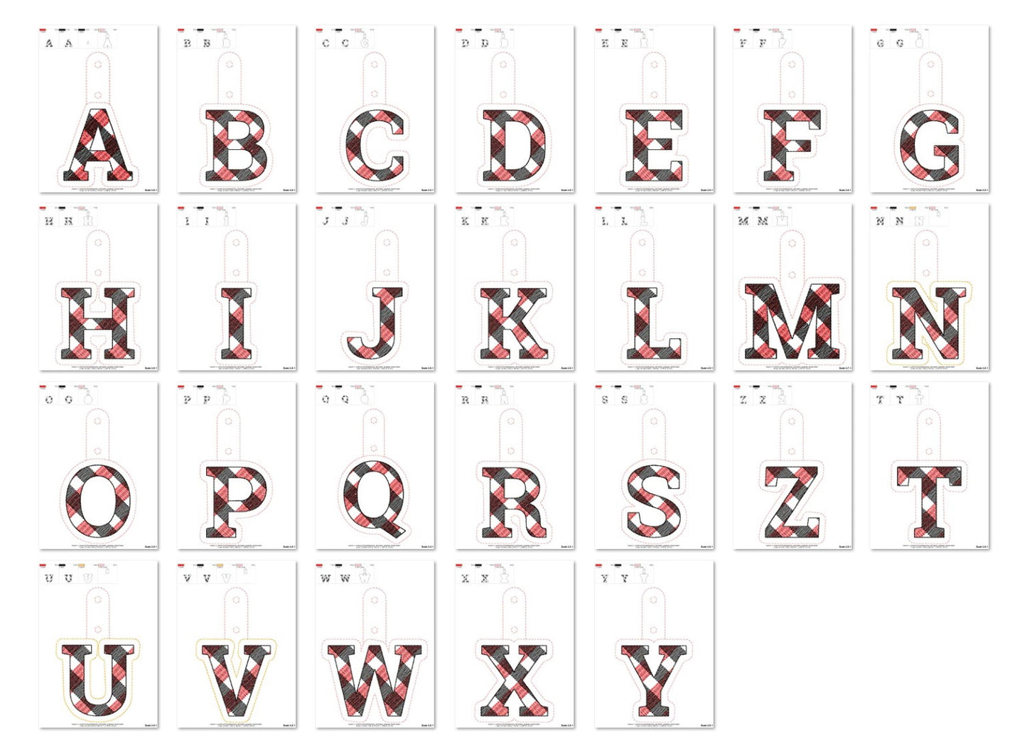 Gingham Plaid Monogram Keychain