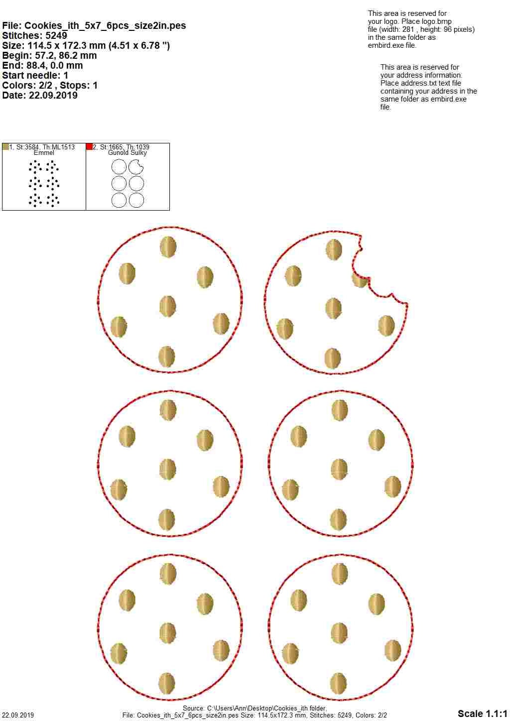 Cookie and Bitten Cookie Feltie ITH