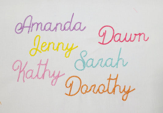 Quick light stitch Chain FONT machine embroidery designs in assorted