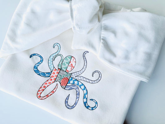 Patchwork Octopus patterned sea life ocean fish animal Tentacles