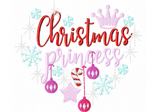 Christmas Princess machine embroidery designs 4x4 5x7 6x10 Santa,