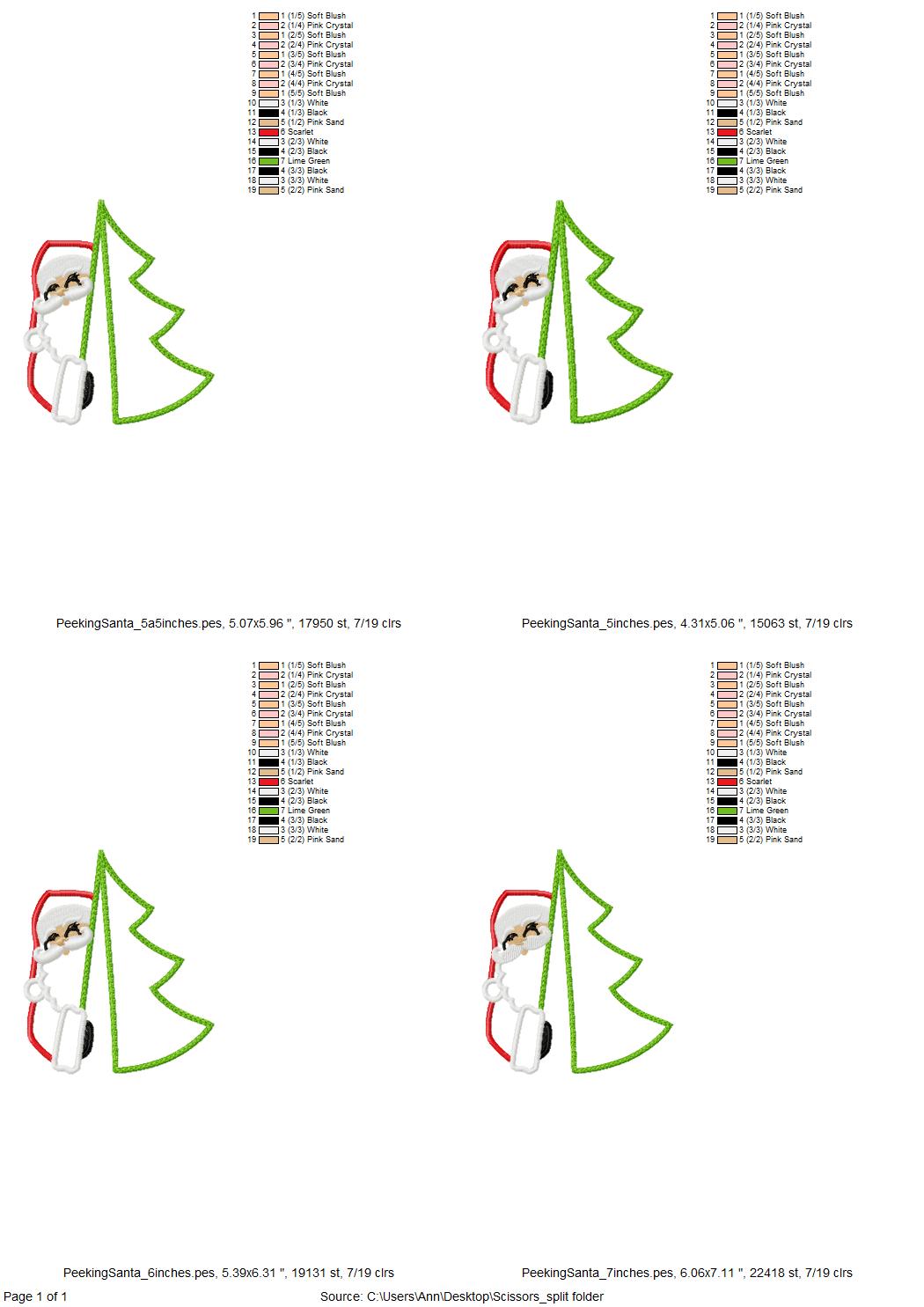 Christmas Tree And Santa Split Applique