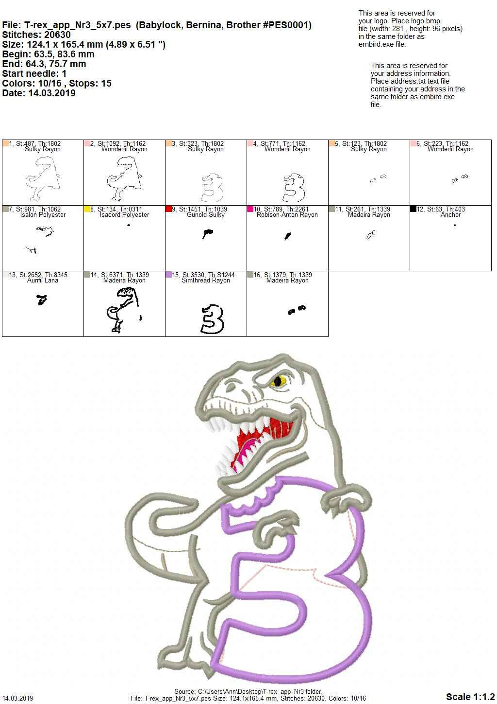 T-rex dinosaur Birthday number three 3 Birthday outfit machine