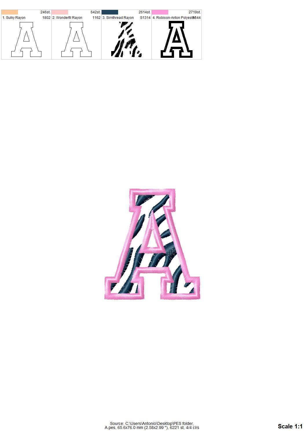 Tiger Print Striped Font Applique