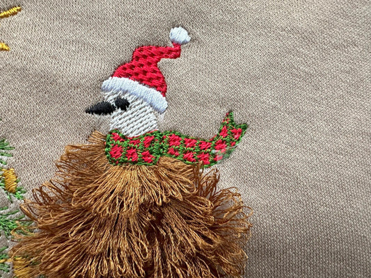Fringed Santa Chicken and Christmas Tree
