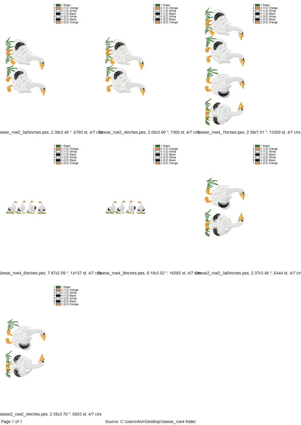 Gringed Goose 4 Geese in a row