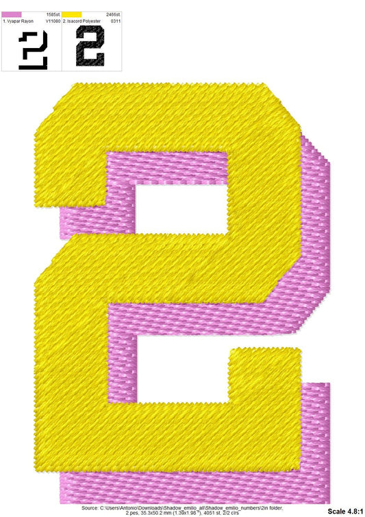 Block Type Shadow Numbers Fill Stitch