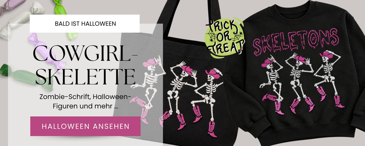 Cowgirl-Skelette für Halloween